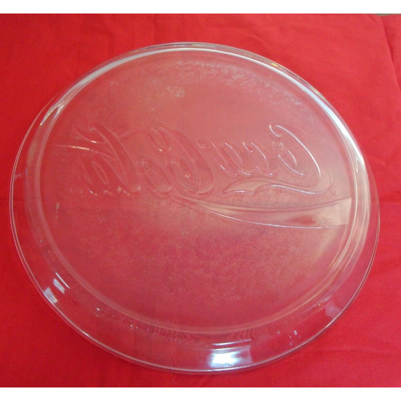 1990‎ COCA-COLA Clear Glass Embossed ~13 inch ~ Round Serving Tray Platter Plate - Picture 3 of 4